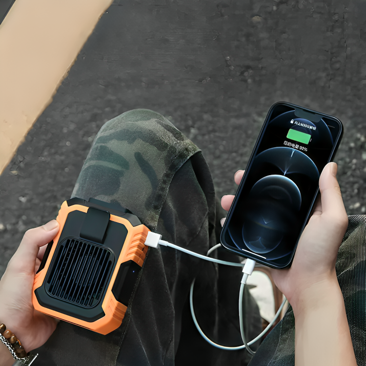 Portable Waist Fan With Power Bank & LED Flashlight